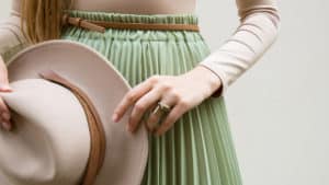 Pleated green skirt