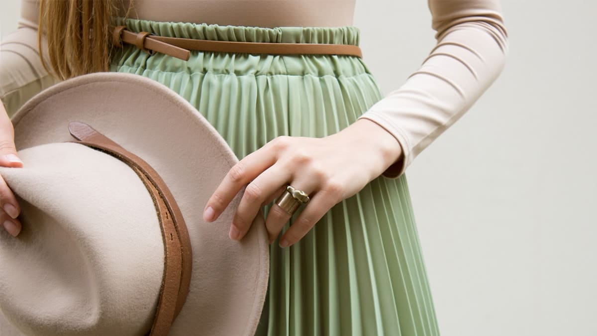 Pleated green skirt