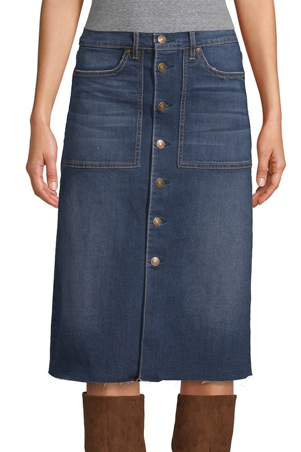 Button down denim skirt 