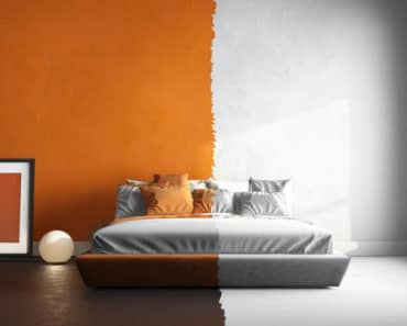 Bedroom decor that's half painted and half white