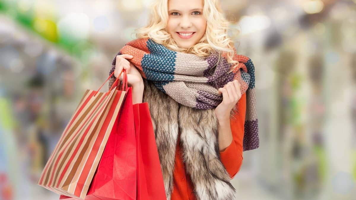 Woman shopping January sales