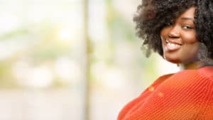 Smiling plus size woman