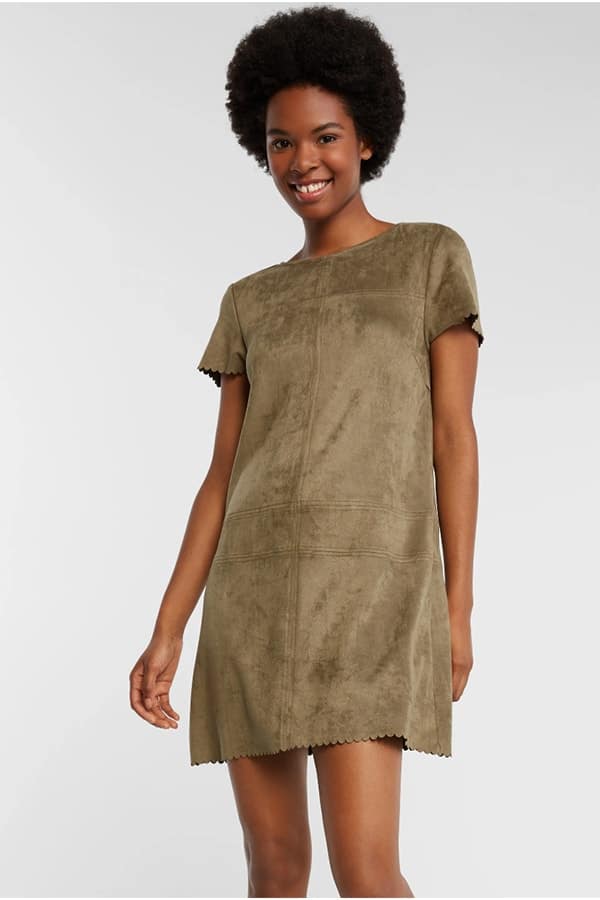 Faux suede dress in Haverdash subscription style box