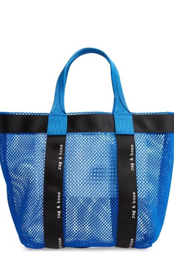 Blue mesh tote