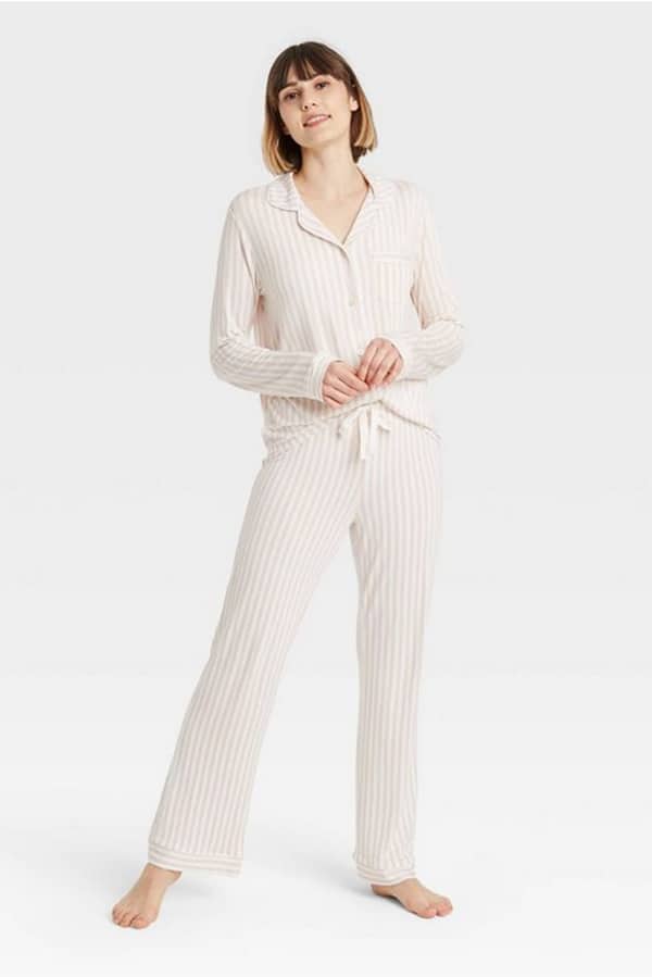 Target Pajamas -- 5 Gorgeous Picks from New Sleepwear Line 4 Model wears striped pajamas from Target.