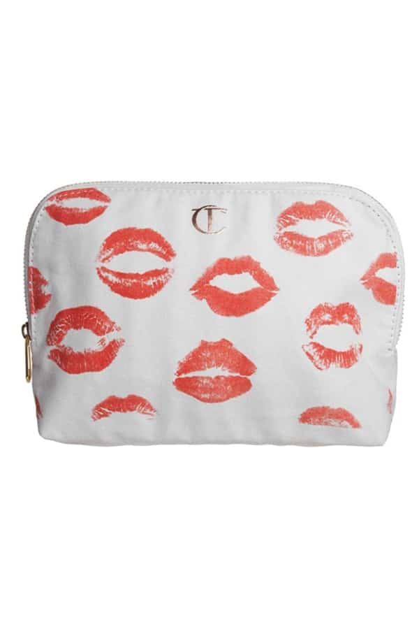 Makeup bag with lipstick print