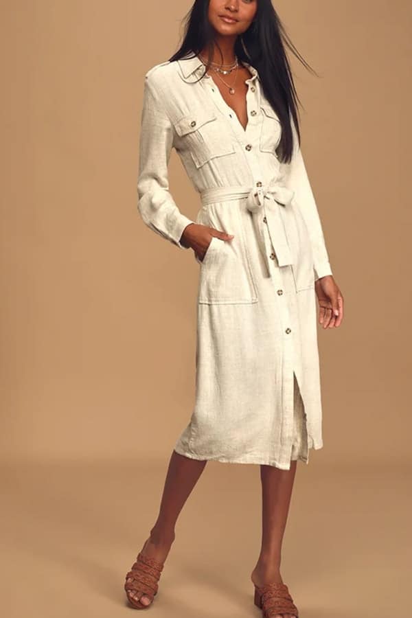 Structured long sleeved midi dress for work