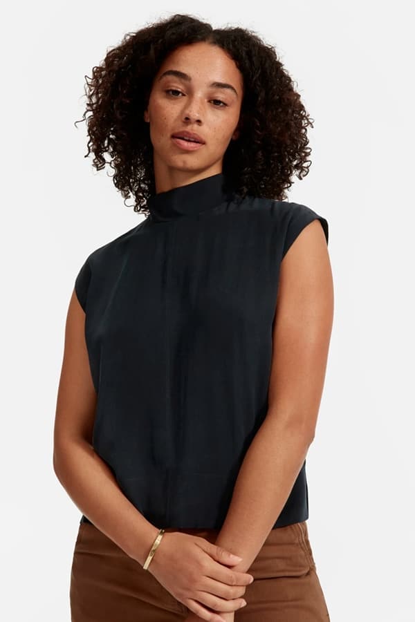 Black silk blouse from Everlane