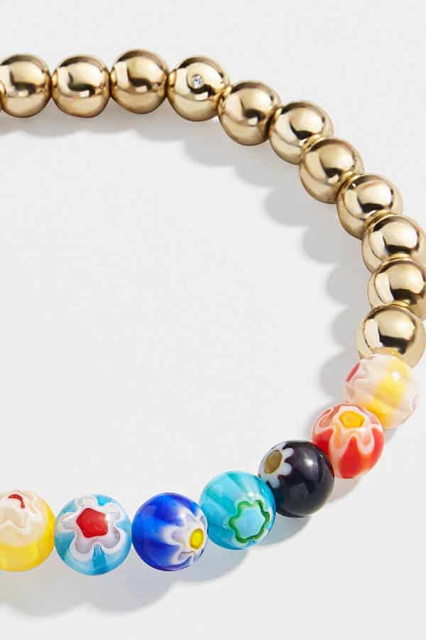 Colorful glass stone bracelet by Bauble Bar.