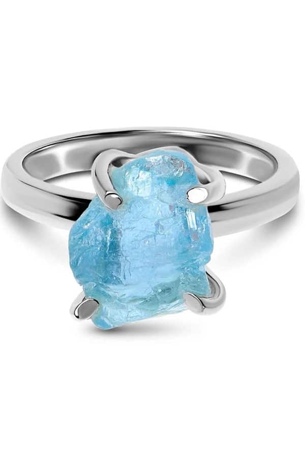 Raw aquamarine ring from Moon Magic