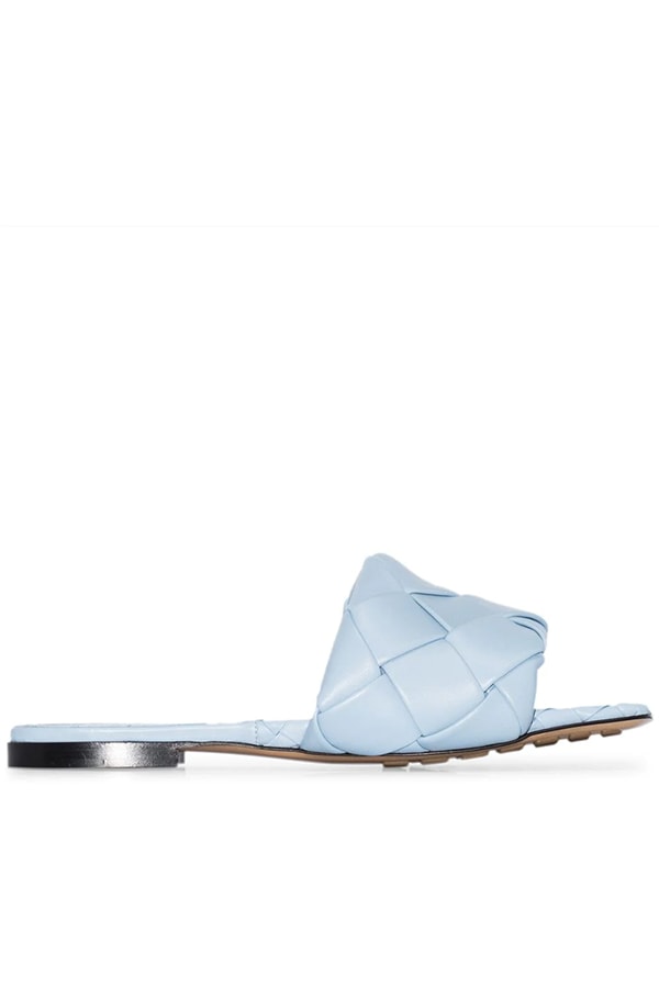 Blue woven sandal from Bottega Veneta