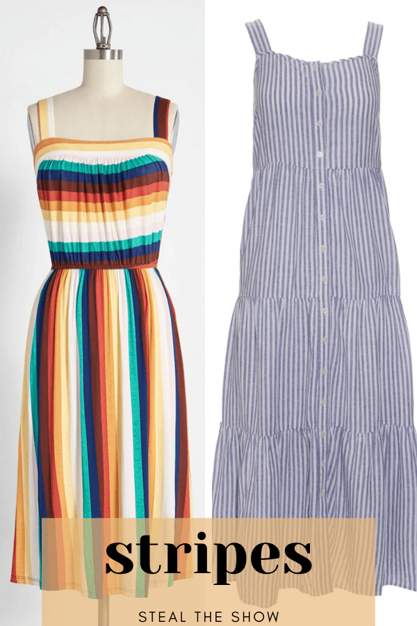 Collage of two striped dresses to show summer dress trends