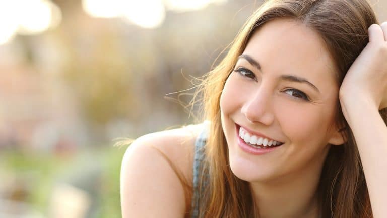 Close up of woman with beautiful skin
