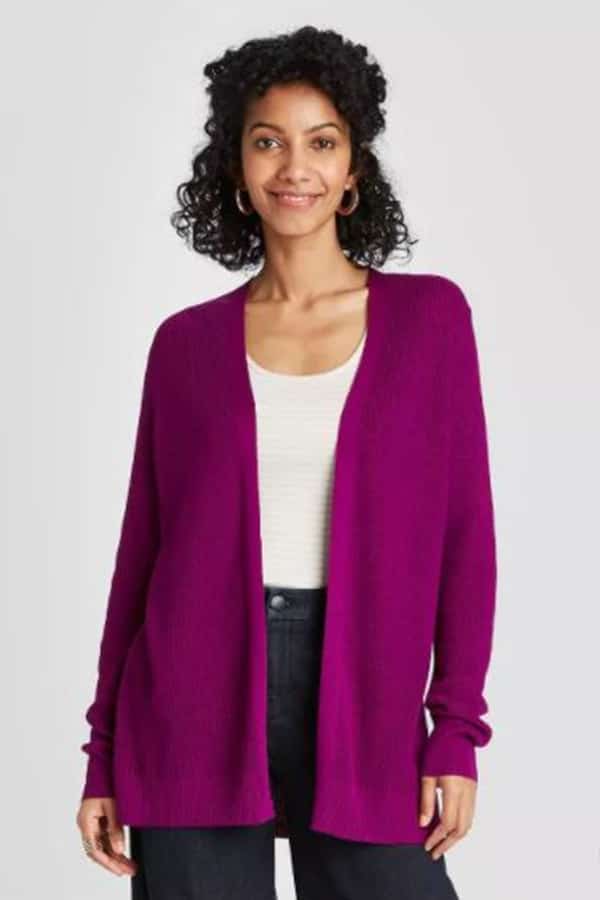 Fashion for fall: The best transition pieces for women over 40 3 Purple cardigan from Target