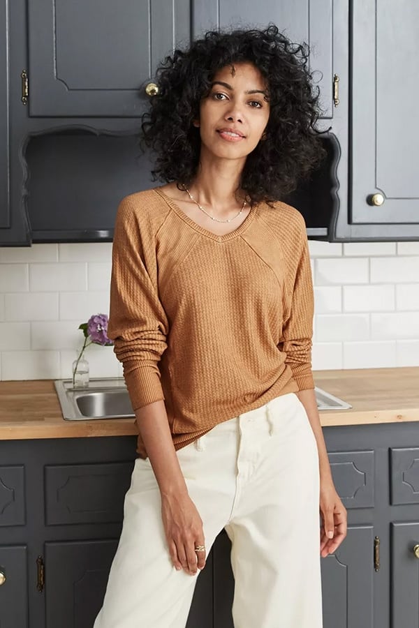 Brown ribbed long-sleeved top from Target