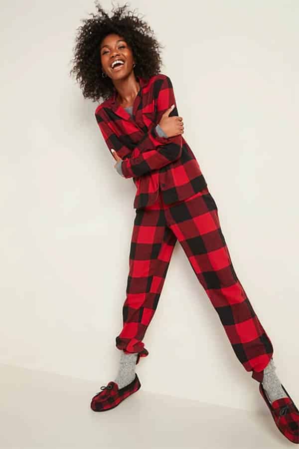 Red and black flannel pajamas from Old Navy 