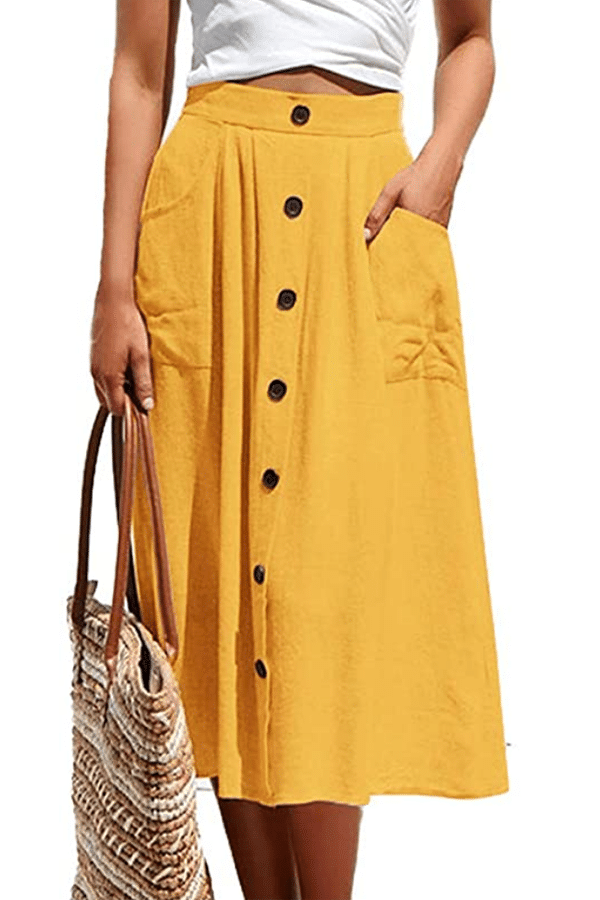 button front a line skirt
