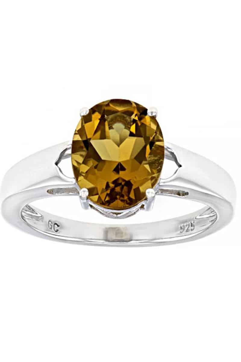 Cocktail ring with champagne colored stone. 