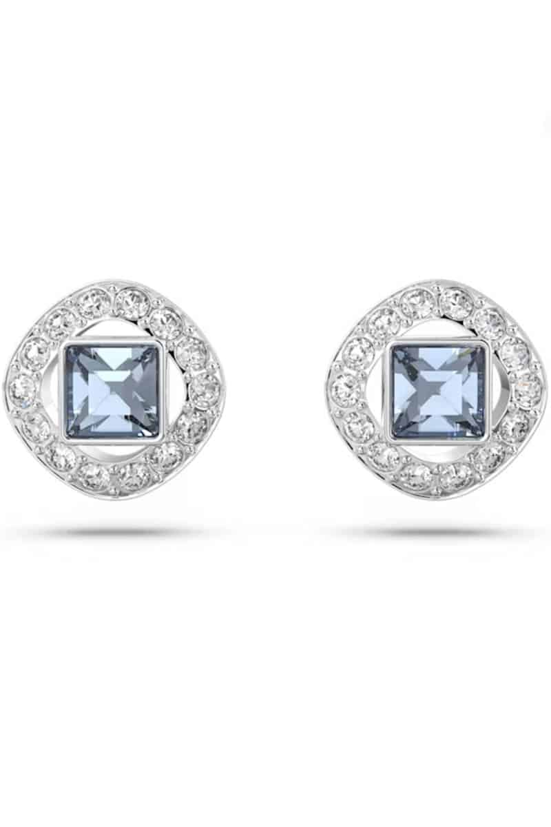 Blue crystal studs by Swarovski.