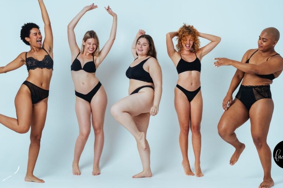 Woman wearing different types of underwear