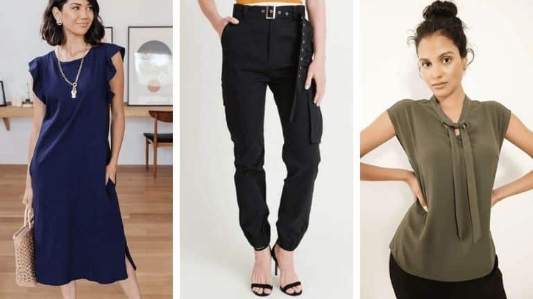 Collage of clothes by small fashion shops.