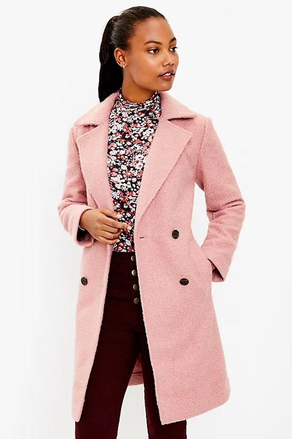 Rose pink coat from Loft.