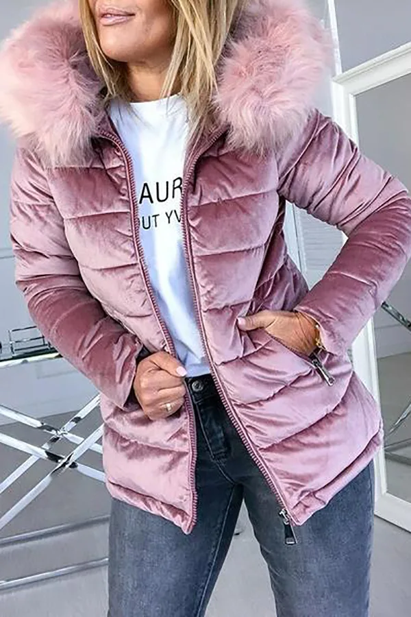 15 Pink Coats For Head Turning Style, Pink Coat Fur Hood Ladies