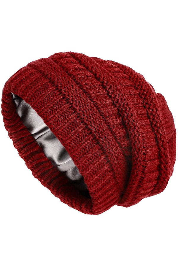 A beanie gift with a satin lining from Amazon Prime.