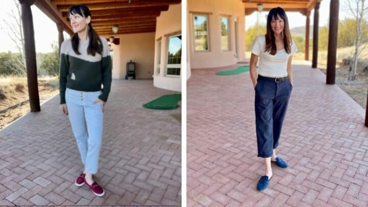 Collage of two outfits from Modern Mom Style Box.