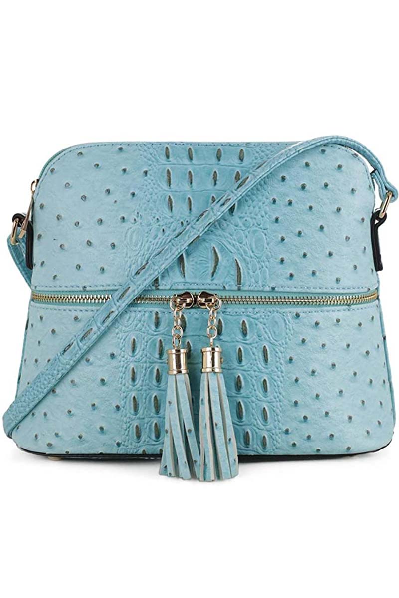 Light aqua crossbody bag in dome style from Amazon.