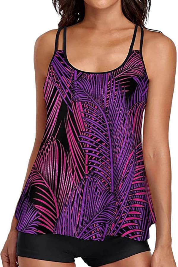 Model wears tankini for sale on Amazon.