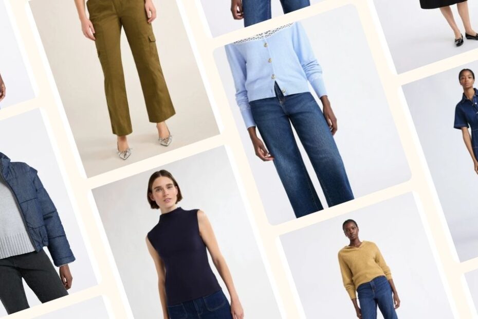 Collage of Walmart free assembly clothes