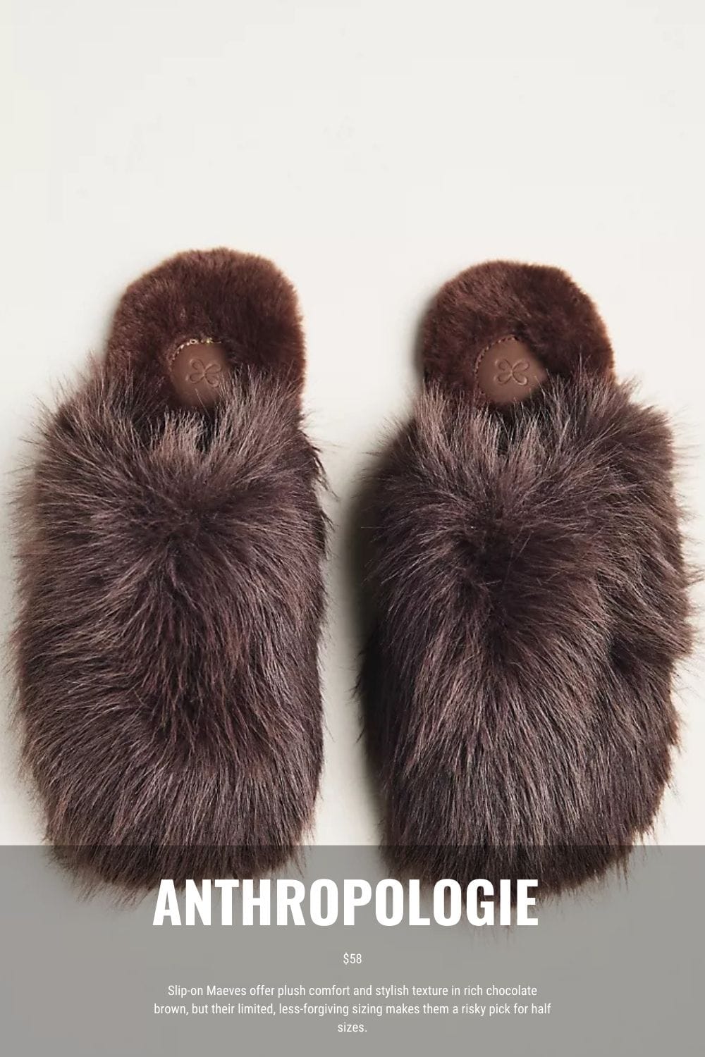 Furry brown slippers from Anthropologie