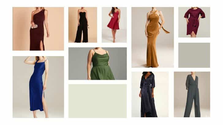 Collage of affordable party dresses.