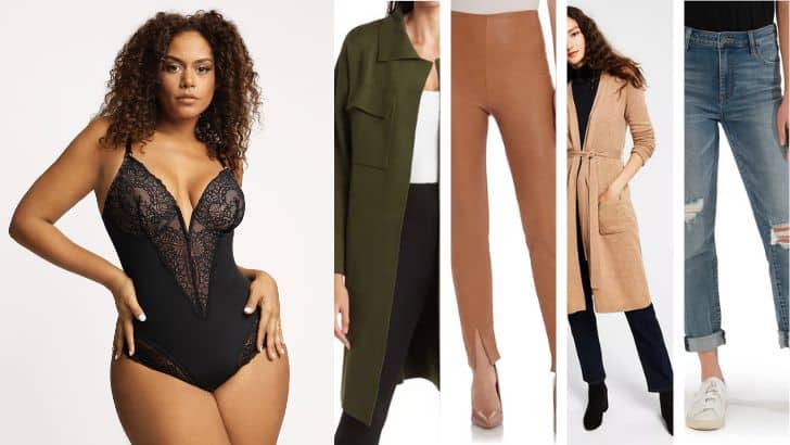Outfit collage showing how to style a body suit with layers and pants.