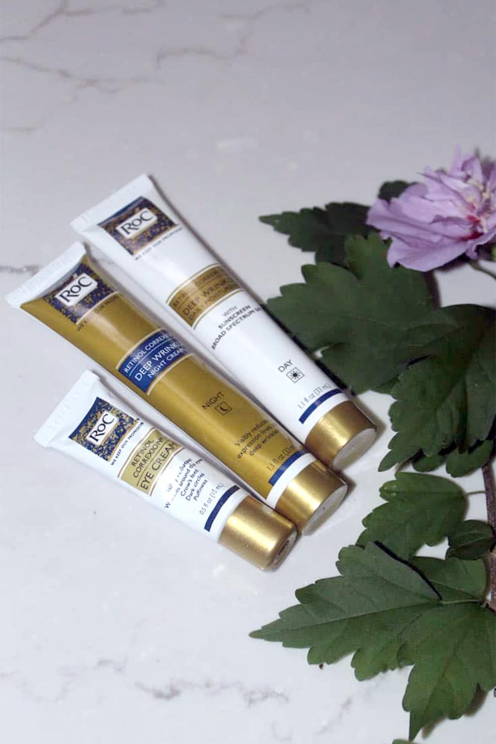 Help! What Can I Do About Early Signs of Aging? 2 Three RoC Skincare products that dermatologists recommend for early signs of aging.