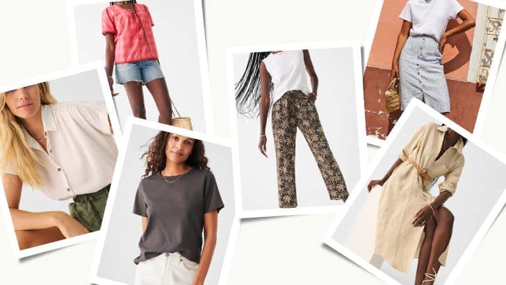 Collage of casual fashion over 50 from Faherty.