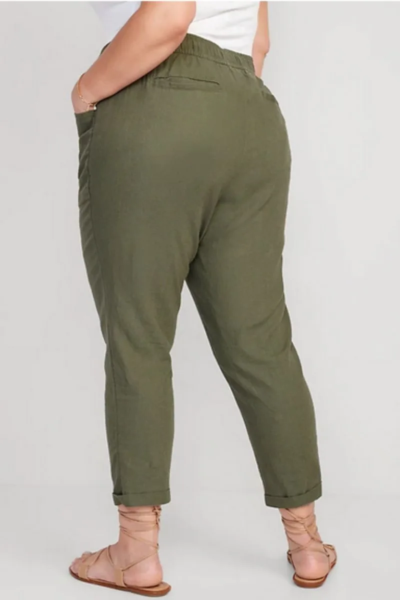 Back view of legs wearing green pants, part of the Old Navy summer clothes collection.
