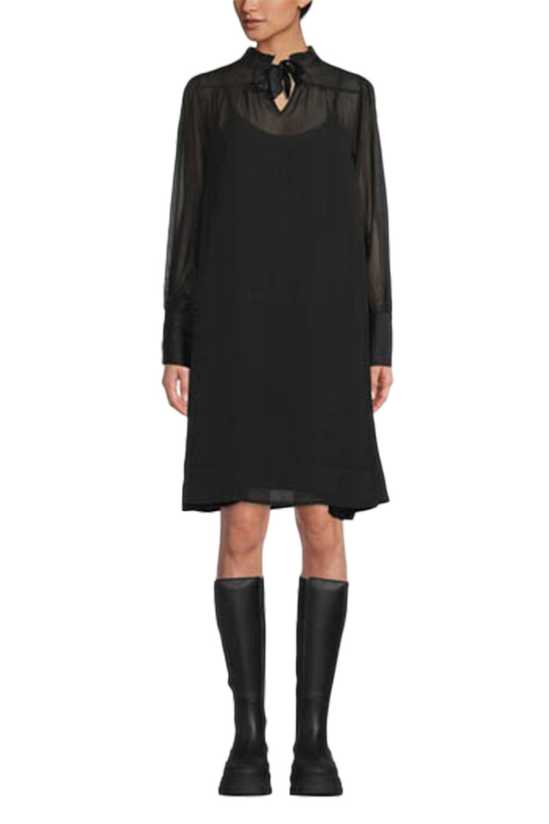Black, knee-length shift dress, on sale at Fenwick designer sale.