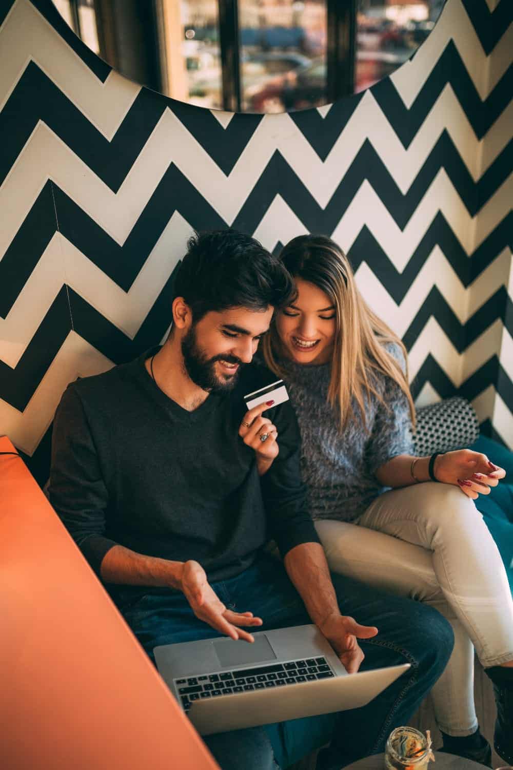 Couple shopping online together.