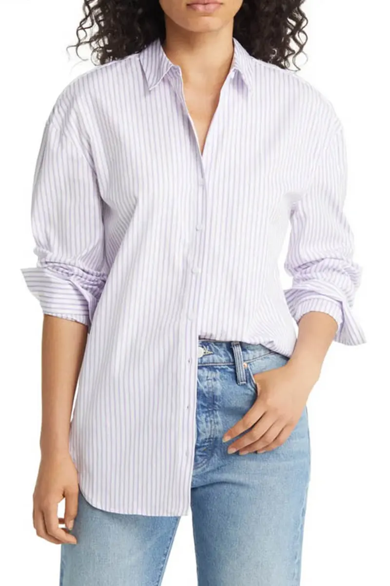 Poplin button-down top on sale during Nordstrom Anniversary Sale 2023.