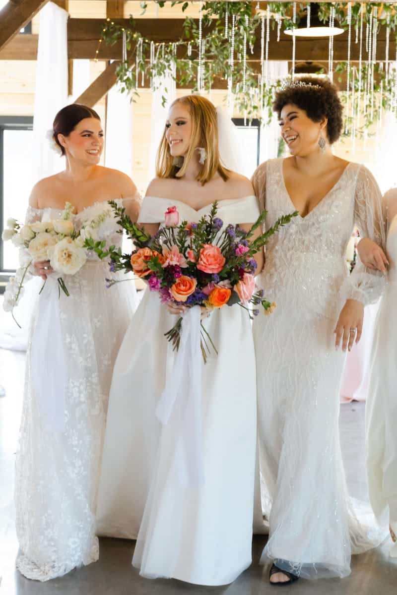 Woman in bridal party outside to represent buying bridesmaid dresses online. 