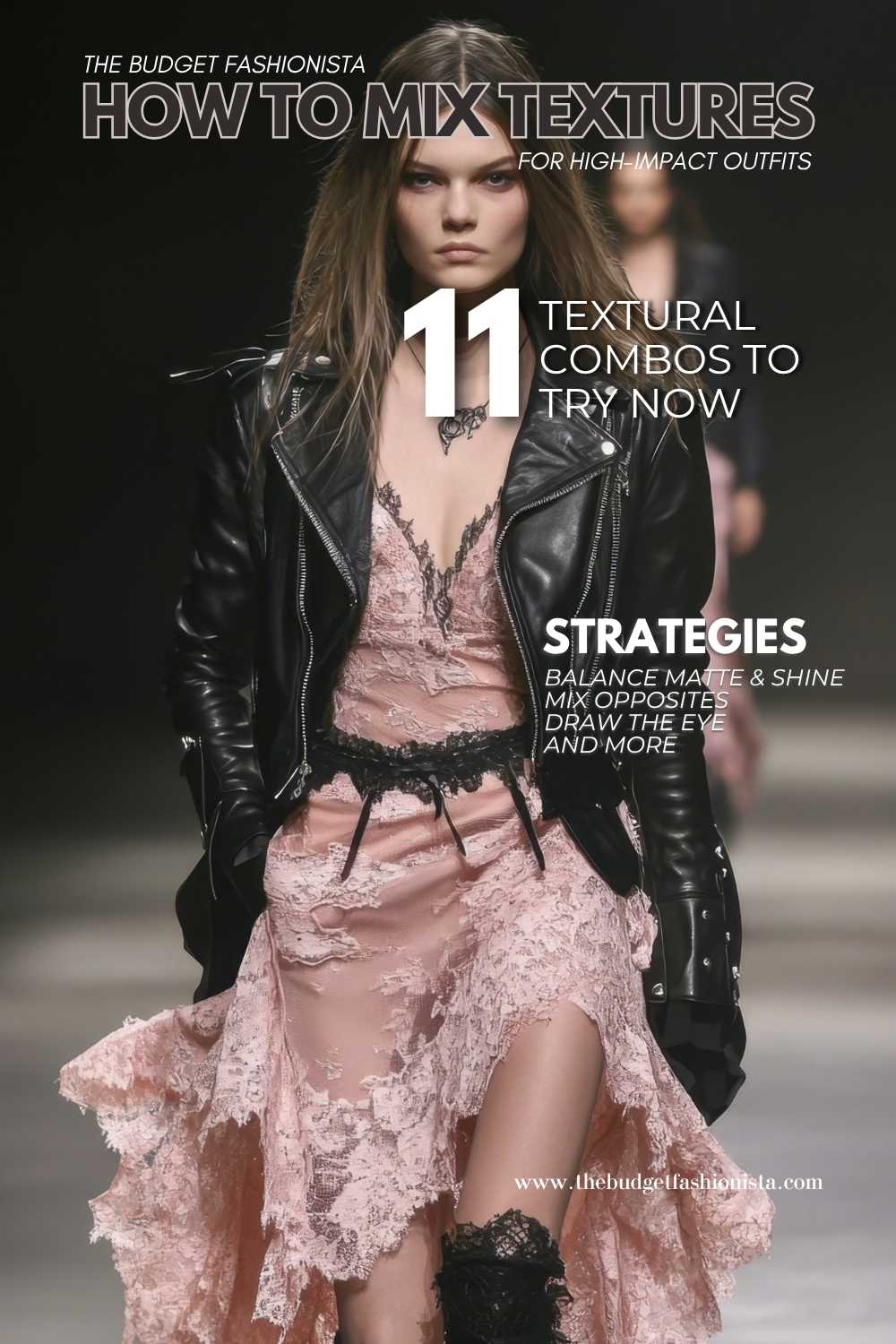 How to mix textures in an outfit like a pro 1 Model wears layered texture outfit with lace and leather