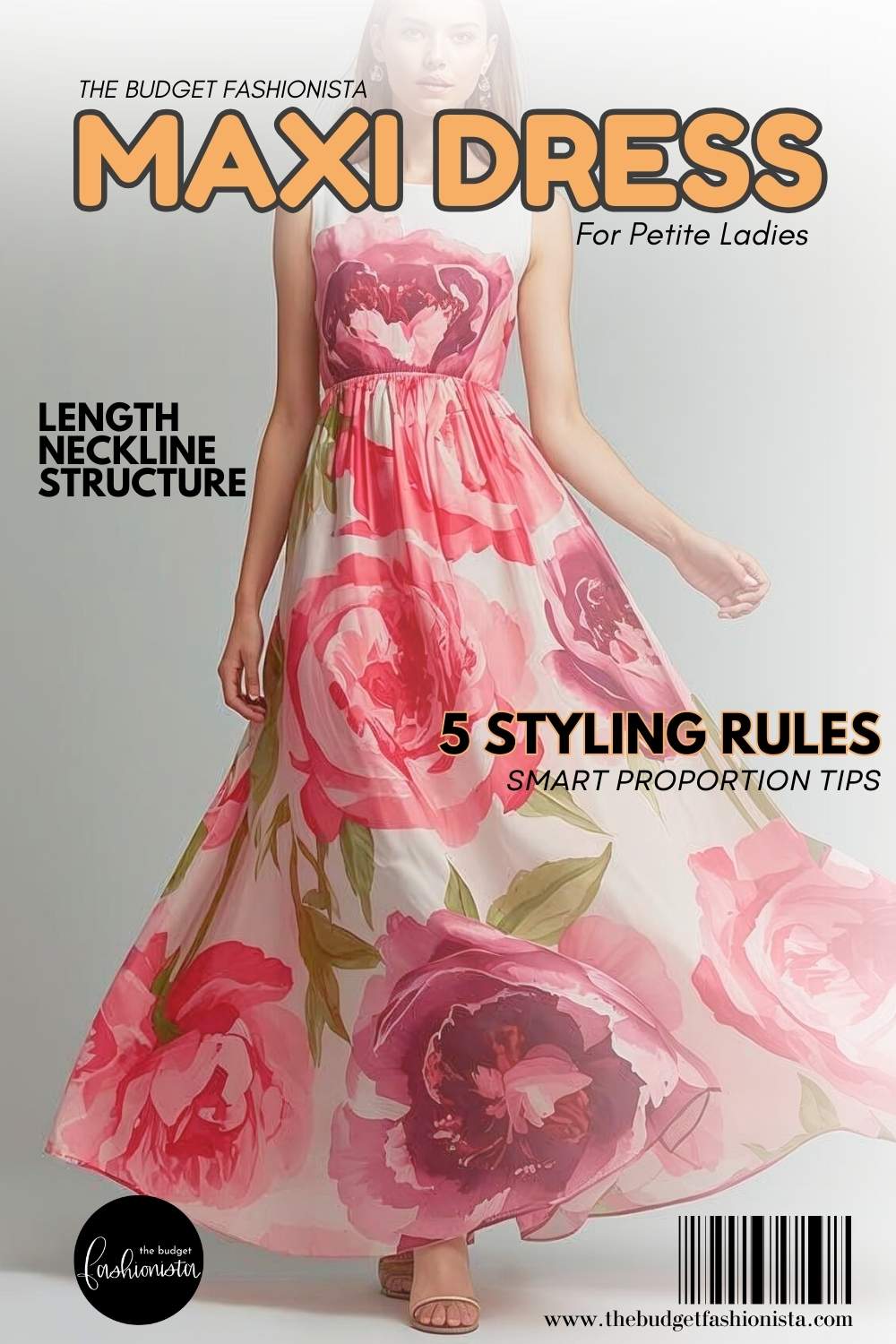 Floral maxi dress styled for petite women