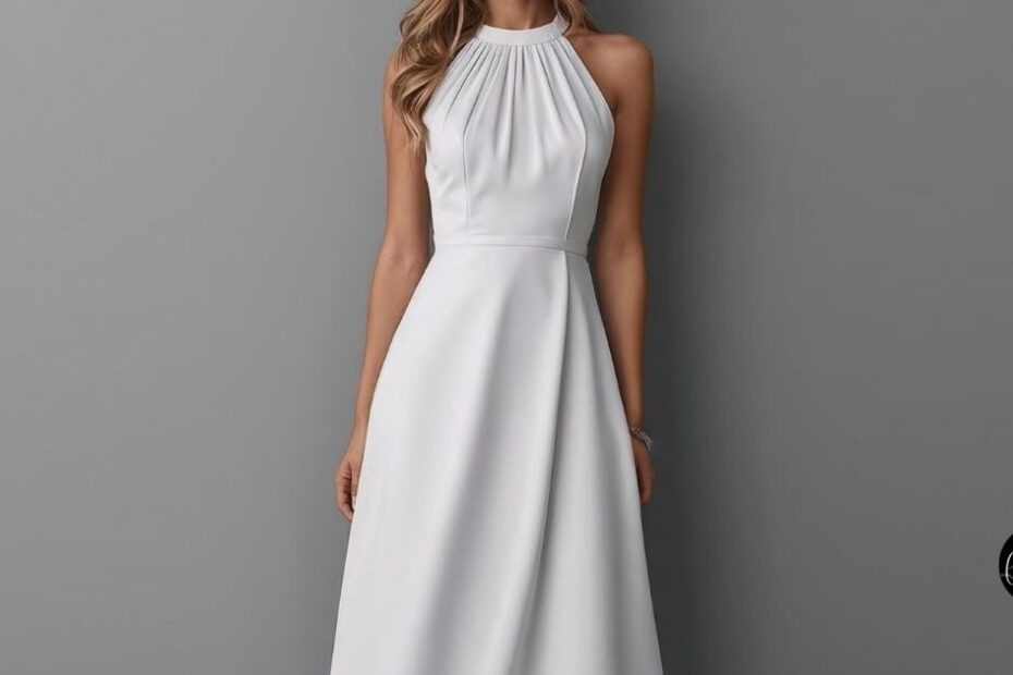 Woman wearing a white midi dress