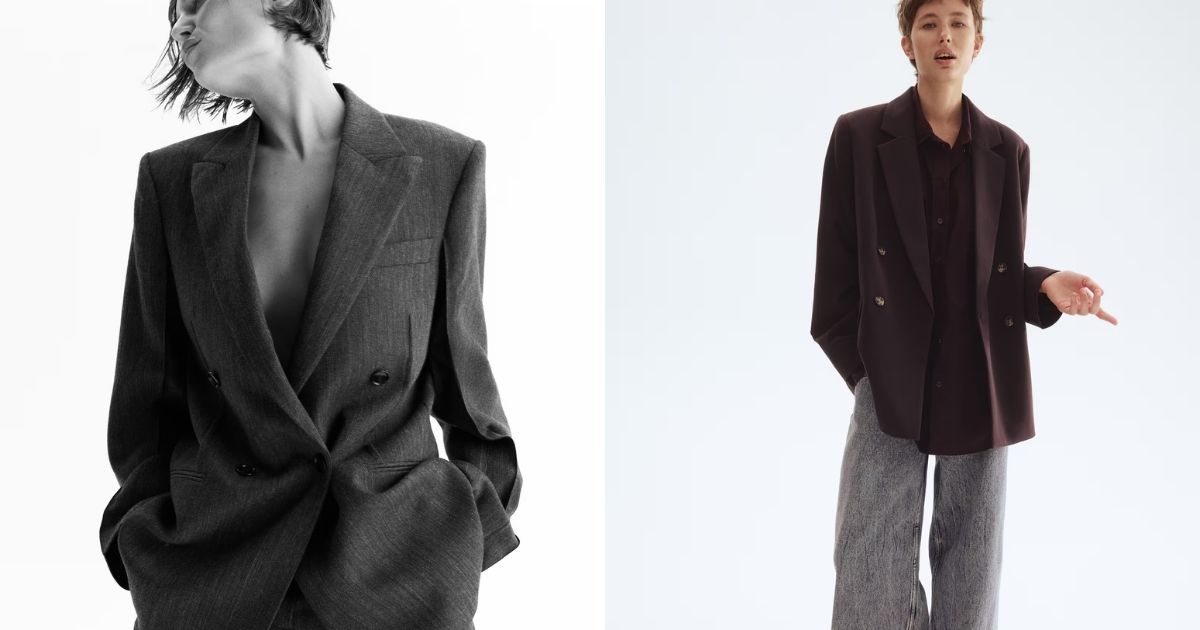 Collage of two H&M blazers, premium v standard