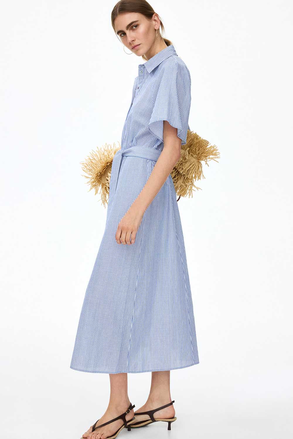 Blue tie-waist shirt dress from H&M