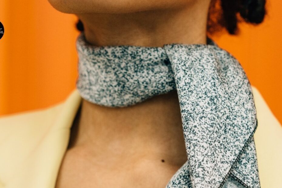 Woman wearing scarf accessory