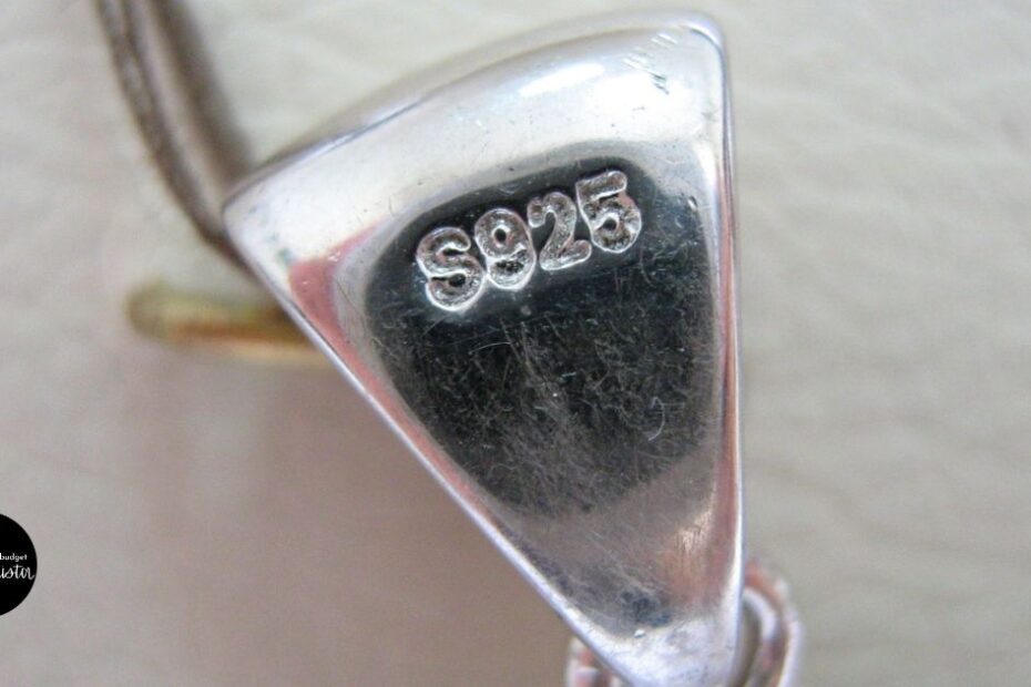 close up of 925 stamp on silver jewelry