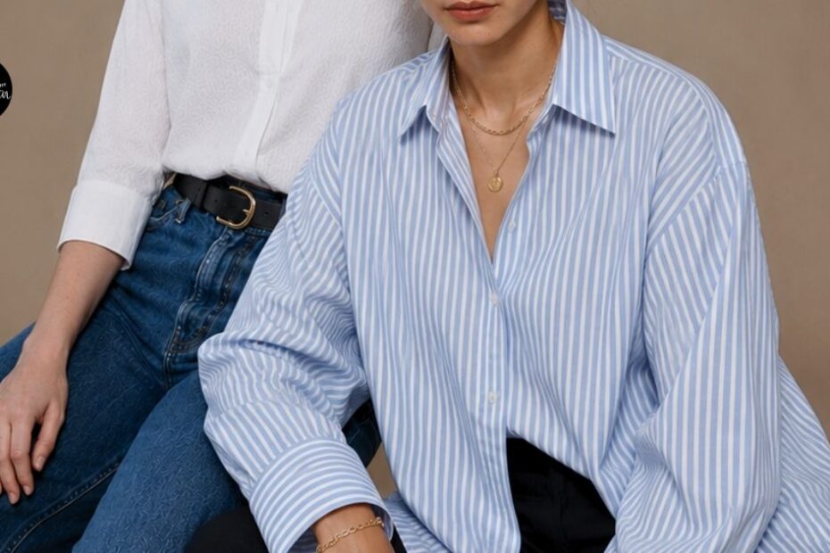 Women in white and striped shirts